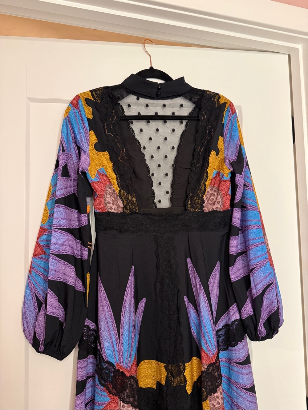 SHEIN Black Maxi Dress with Floral and Lace design - Picture 6 of 7